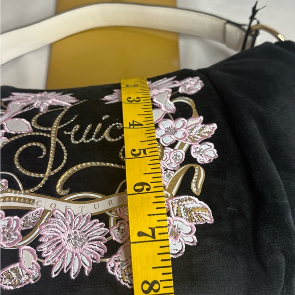 Juicy Couture Black Velvet Hobo with Pink Floral Embroidery - Picture 9 of 9